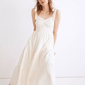 Madewell Eyelet Lucie Tie-Strap Tiered Midi Dress sz XL NWT